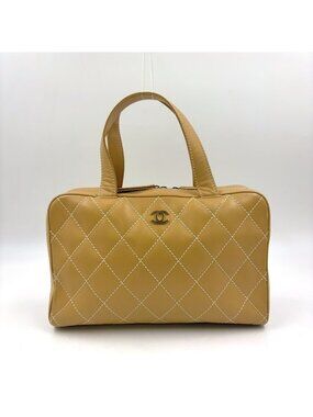 Chanel Wild Stitch Lambskin Yellow Boston Bag Gold